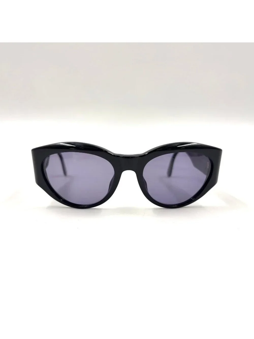 Chanel CC Logo Oval Acetate Gray Black Sunglasses Gold Eyewear